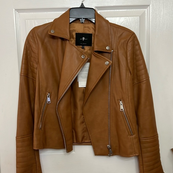 7 For All Mankind Jackets & Blazers - NWT 7 For All Mankind Faux Brown Leather Jacket Size XS!